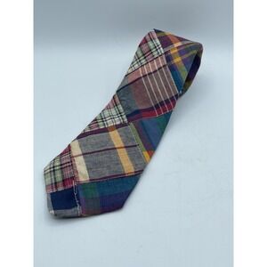 Eddie Bauer Patchwork Tie Hand Woven 100% Cotton Casual Unique Classic Preppy EC